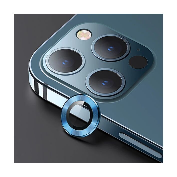 USAMS İphone 12 Pro 3D Metal Çerçeveli Kamera Lens Koruyucu