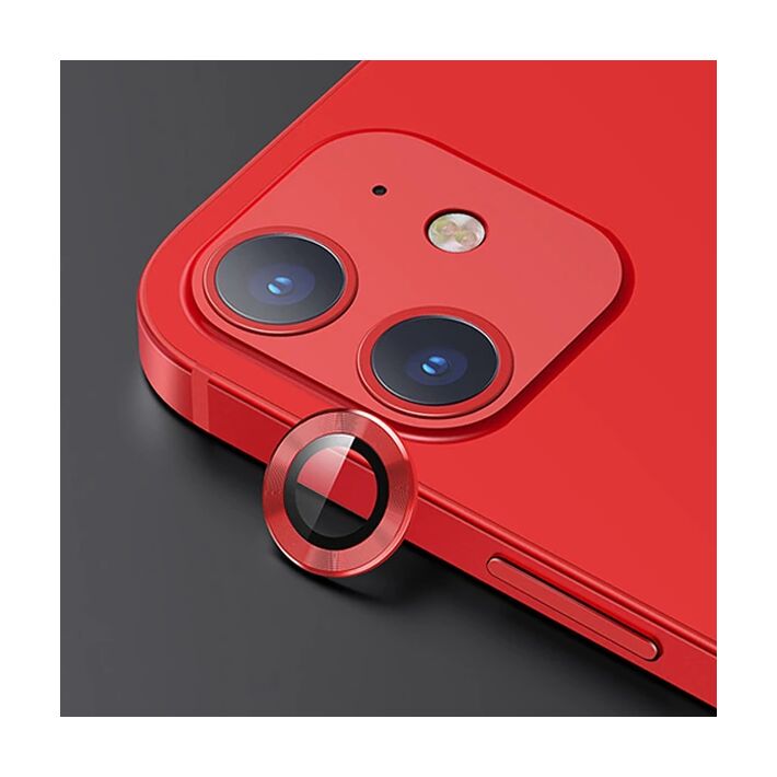 USAMS İPhone 12 - 12 Mini 3D Metal Çerçeveli Kamera Lens Koruyucu
