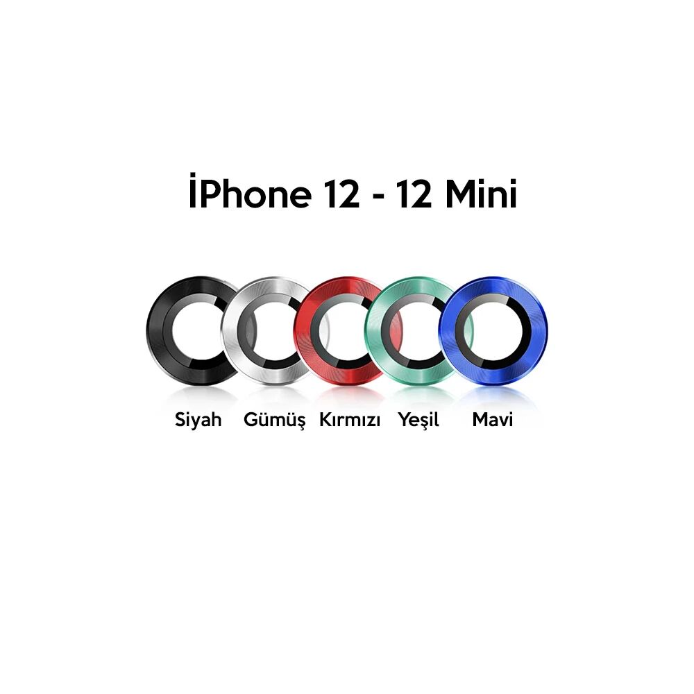 USAMS İPhone 12 - 12 Mini 3D Metal Çerçeveli Kamera Lens Koruyucu