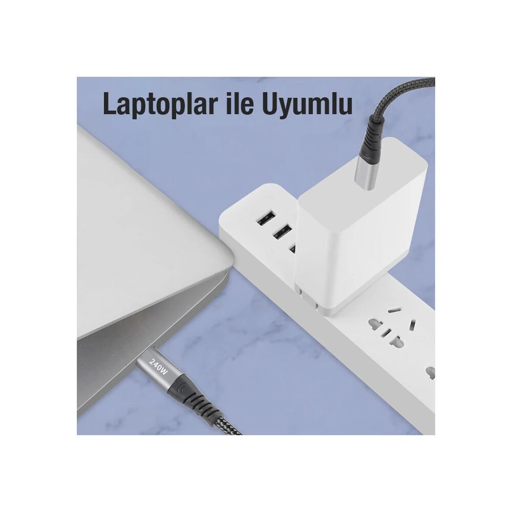 ALLY 240W Type-C To Type-C Laptop Telefon Hızlı Data ve Şarj Kablosu