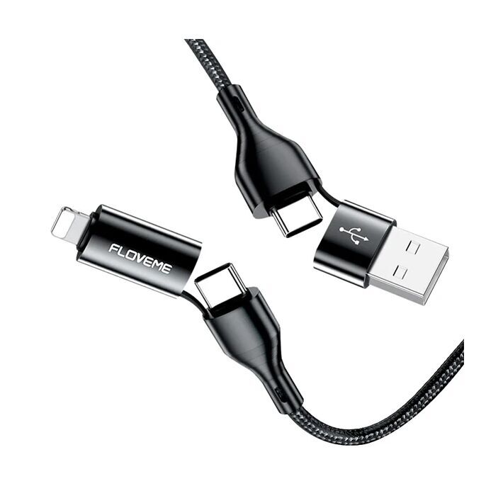 Floveme 4in1 USB To Type C -Type to Type Kablosu+iPhone Başlık USB 1M