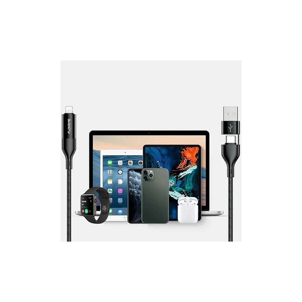 Floveme 4in1 USB To Type C -Type to Type Kablosu+iPhone Başlık USB 1M