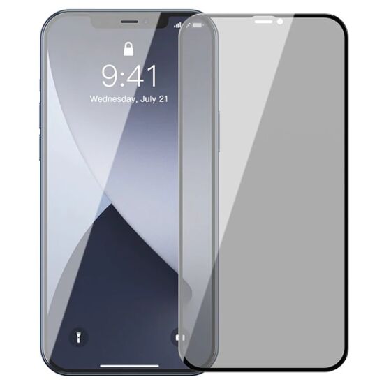 Baseus İPhone 12 Pro Max 6.7 023mm Anti Spy Çerçeveli Tempered Cam Ekr
