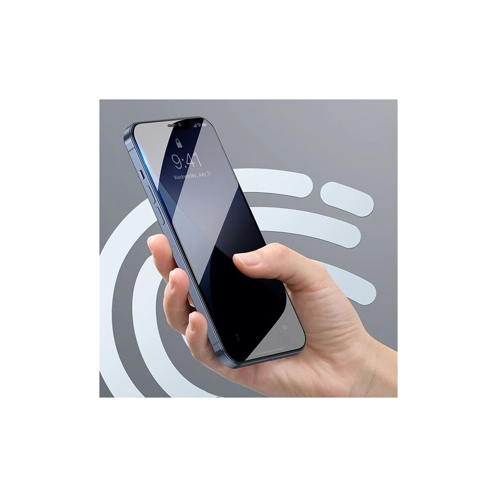 Baseus İPhone 12 Pro Max 6.7 023mm Anti Spy Çerçeveli Tempered Cam Ekr