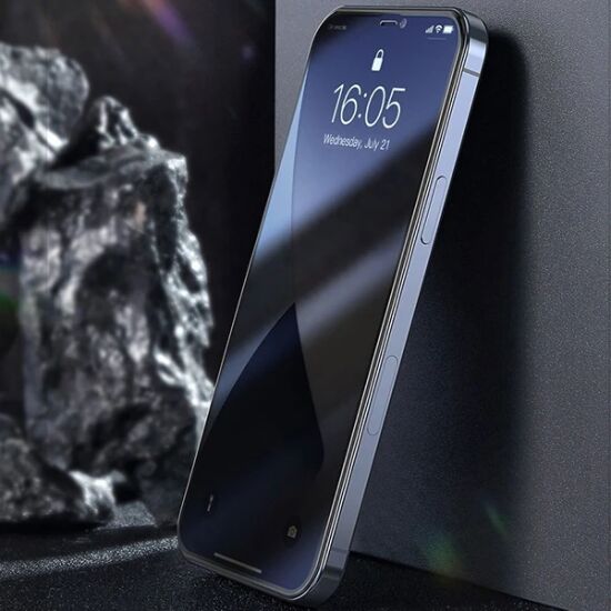 Baseus İPhone 12 mini Ekran Koruyucu 023mm Anti Spy Çerçeveli Tempered