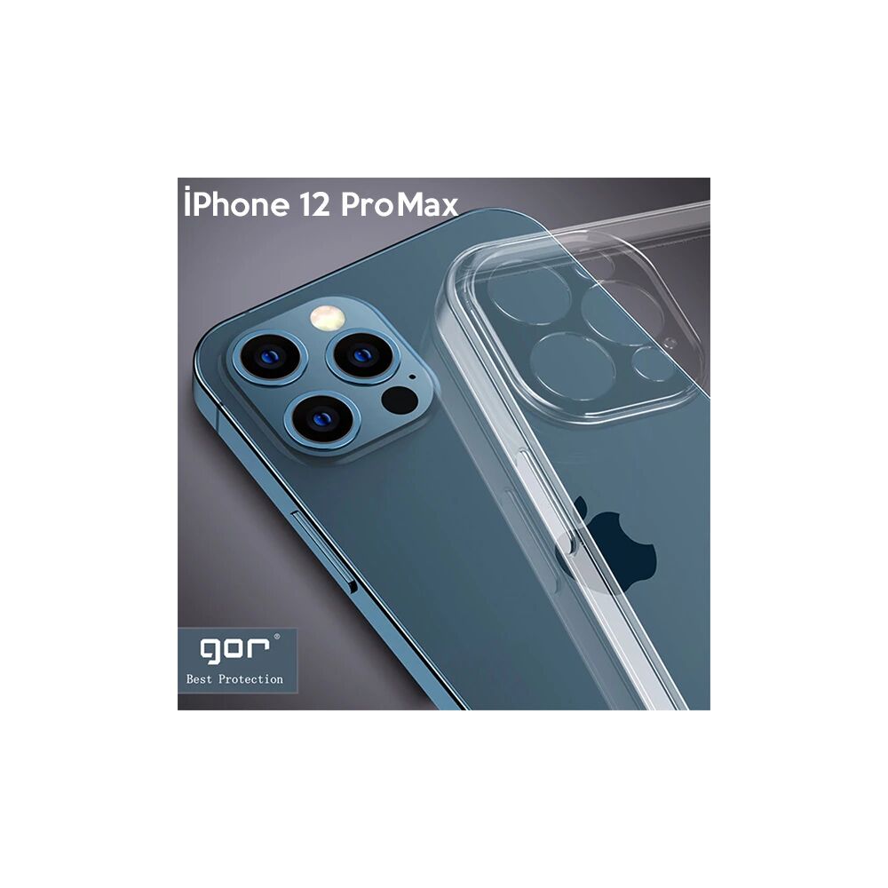 Gor İPhone 12 Pro Max 6.7 İnch Kılıf Kamera Korumalı Şeffaf Silikon Kı