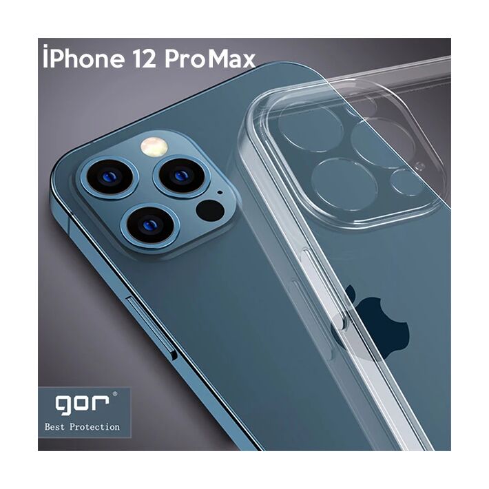Gor İPhone 12 Pro Max 6.7 İnch Kılıf Kamera Korumalı Şeffaf Silikon Kı