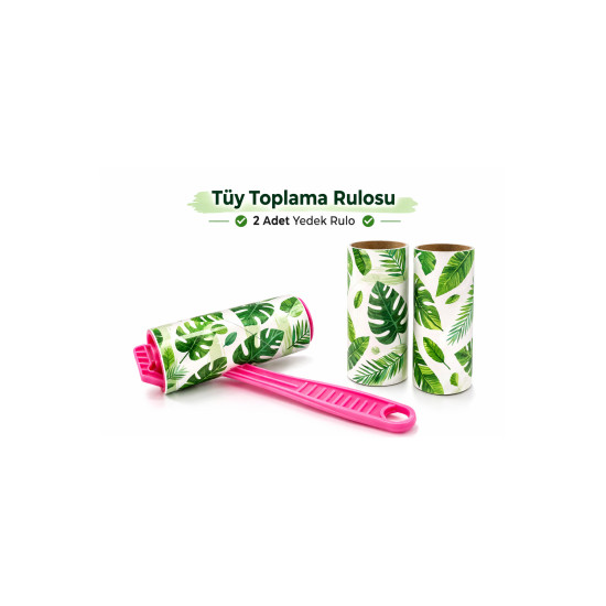 Tüy Toplama Rulosu Yapışkanlı Kıyafet & Ev Tüy Toplayıcı | 2 Adet Yedek Rulo