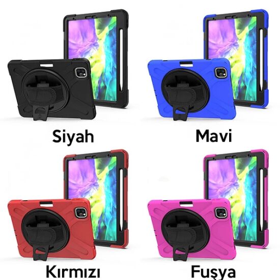 iPad Air 4. Nesil 10.9 Kılıf Shockproof 3 Katmanlı Standlı Zırh Kılıf 