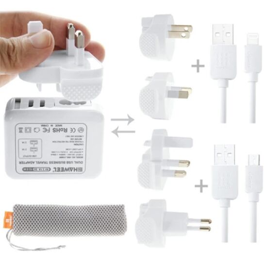 Haweel Universal Seyahat Şarj Adaptör İPhone Ve 1 Mikro Usb Şarj Kablo