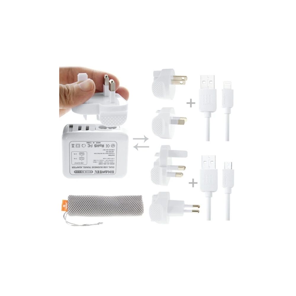 Haweel Universal Seyahat Şarj Adaptör İPhone Ve 1 Mikro Usb Şarj Kablo