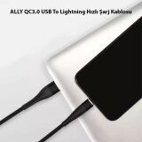 ALLY QC3.0 USB To İPhone Lightning Hızlı Şarj Kablosu