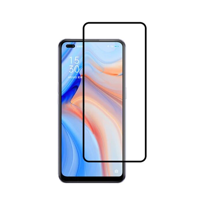 Oppo Reno 4 Full Glue Tempered Cam Ekran Koruyucu Full Kaplama