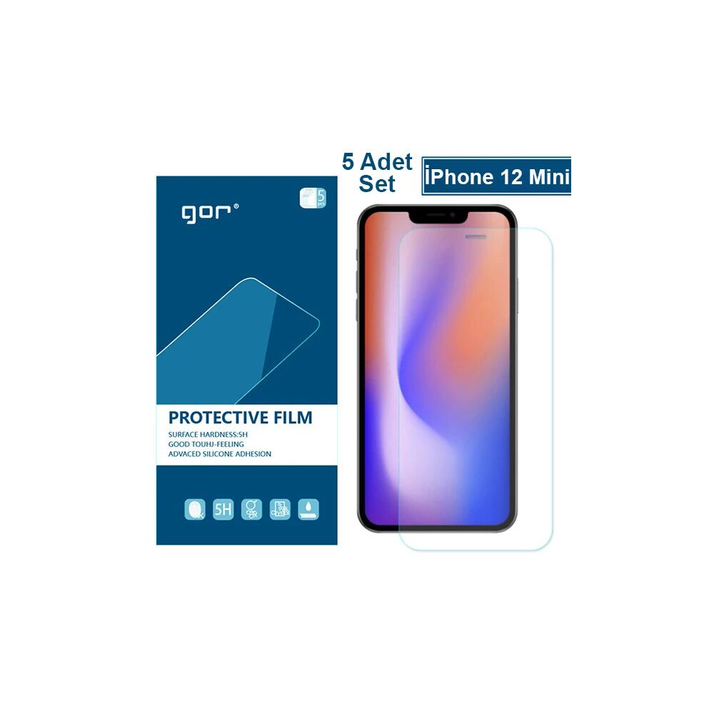 GOR İPhone 12 Mini 5.4 HD Ekran Koruyucu Jelatin 5 Adet Set