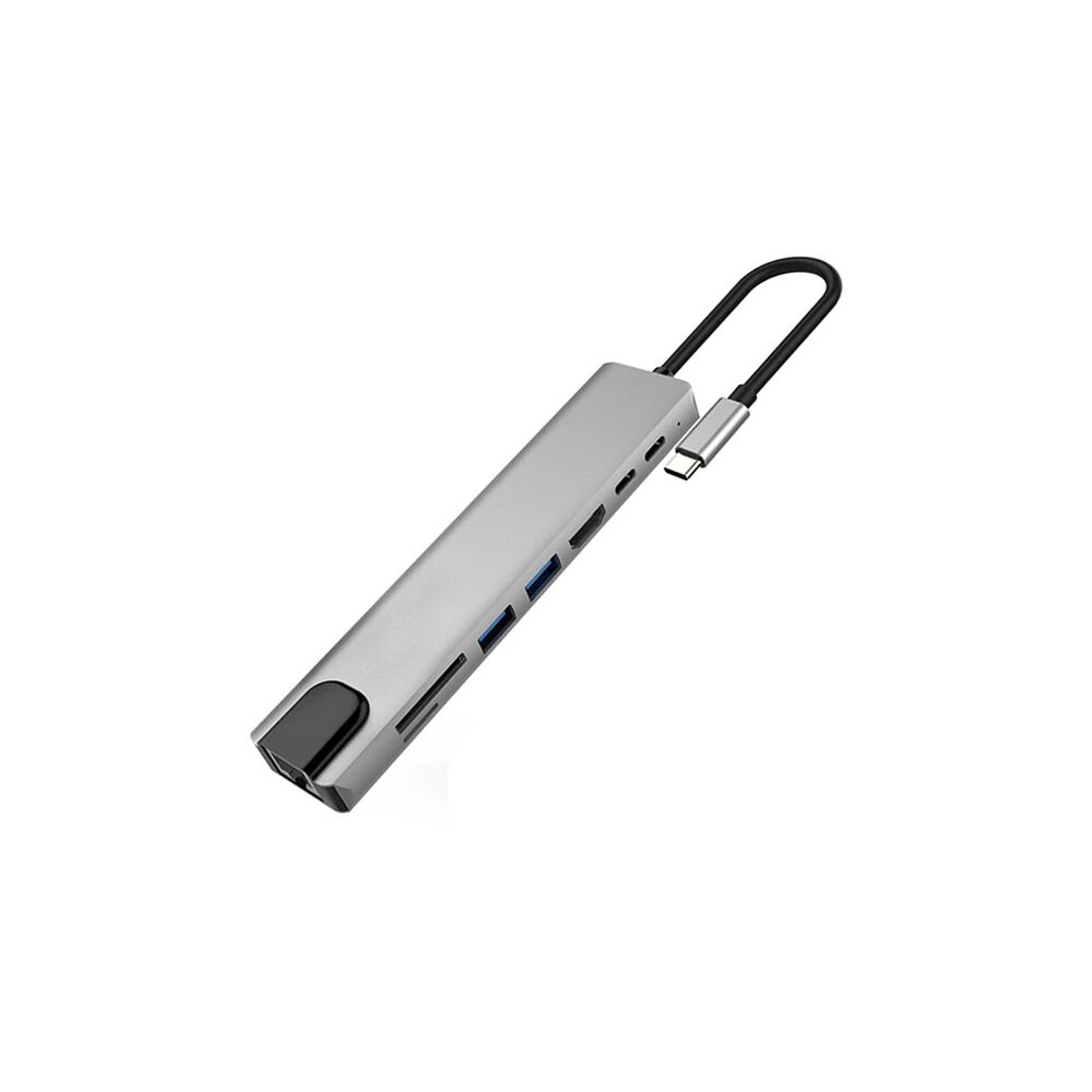 Ally 8 Port Usb 8in1 3.0 Type-C Hdmi 3XUSB+2 PD) RJ45 Hub Adaptör Çokl
