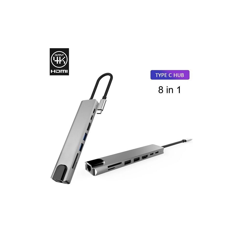 Ally 8 Port Usb 8in1 3.0 Type-C Hdmi 3XUSB+2 PD) RJ45 Hub Adaptör Çokl