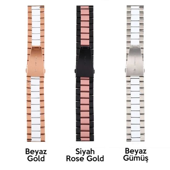 22MM Gear S3 Watch 4 -GT2 GT2E 46MM KayışKordon Seramik Paslanmaz Çeli