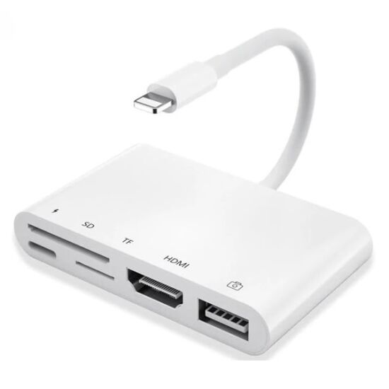 Ally 5in1 Lightning HDMI Dijital Av Adaptör+ Otg USB Hub Kamera TF SD 