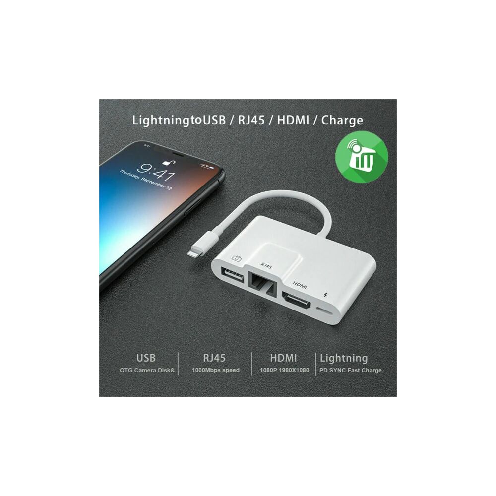 ALLY İPhone 3İN1 Lightning HDMI RJ45 OTG Digital AV Adaptör Hub