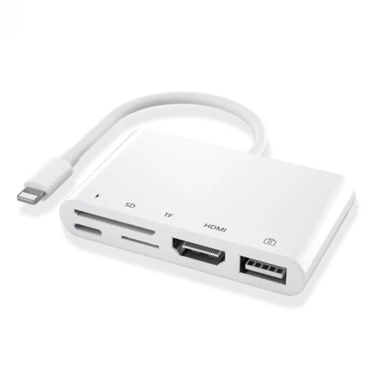 Ally 5in1 Lightning HDMI Dijital Av Adaptör+ Otg USB Hub Kamera TF SD 