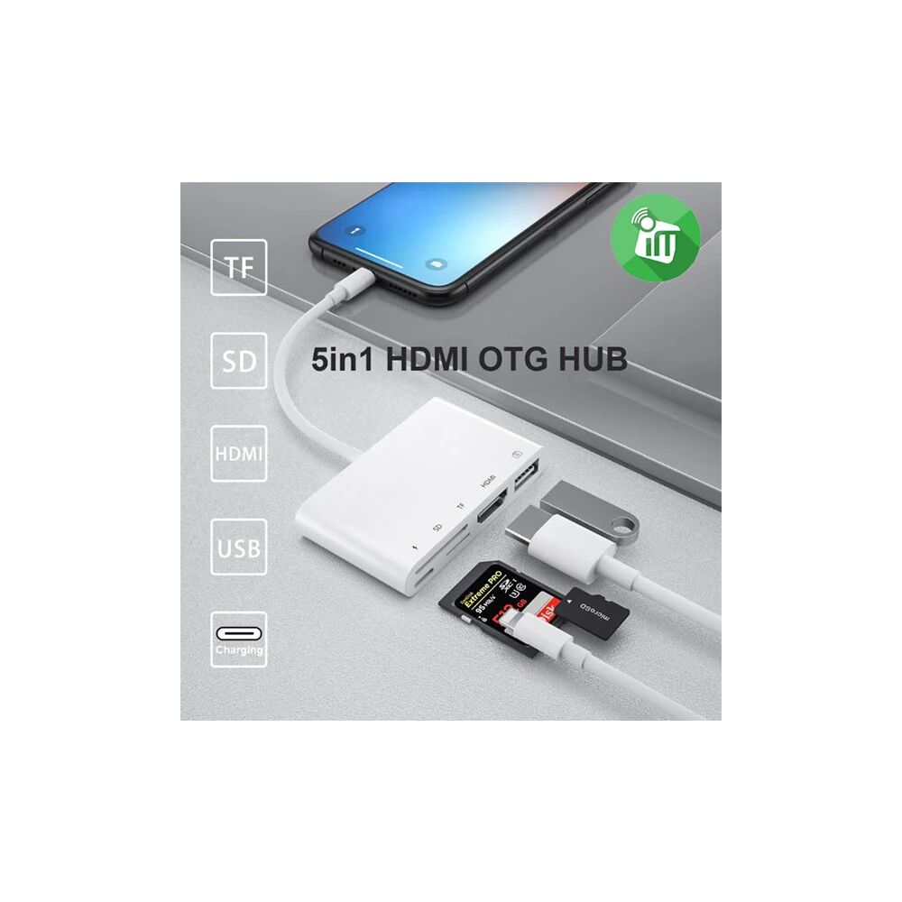 Ally 5in1 Lightning HDMI Dijital Av Adaptör+ Otg USB Hub Kamera TF SD 