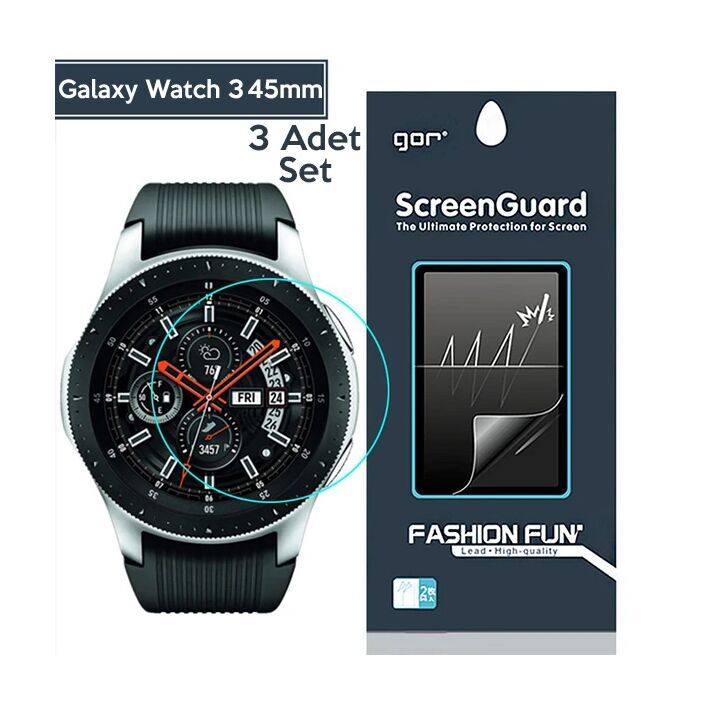 Gor Sm Galaxy Watch 3 45mm Darbe Emici Ekran Koruyucu 3 Adet Set