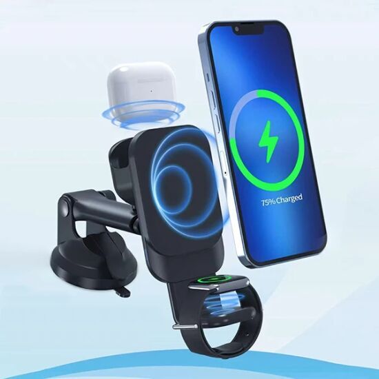 Ally Wireless Şarjlı 3in1 Torpido Üstü Ve Havalandırma Telefon Kulaklı