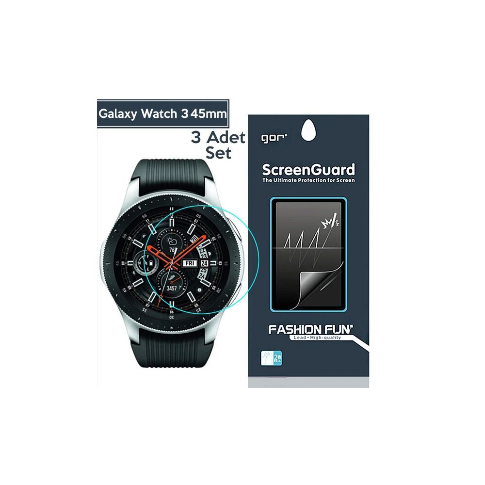 Gor Sm Galaxy Watch 3 45mm Darbe Emici Ekran Koruyucu 3 Adet Set
