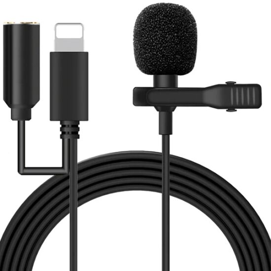 ALLY iPhone Lightning Yaka Mikrofonu+3.5MM jack Profesyonel Youtuber M