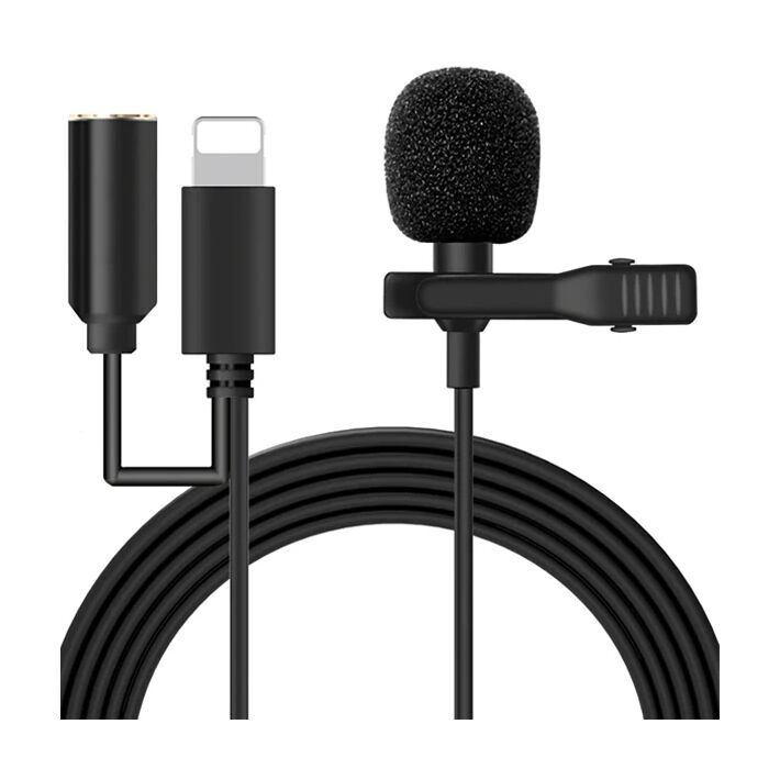 ALLY iPhone Lightning Yaka Mikrofonu+3.5MM jack Profesyonel Youtuber M