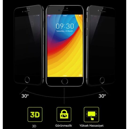 KUULAA İPhone 6S-6 Plus 3d Full Privacy Gizlilik Kırılmaz Cam Ekran Ko