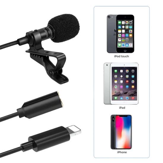 ALLY iPhone Lightning Yaka Mikrofonu+3.5MM jack Profesyonel Youtuber M