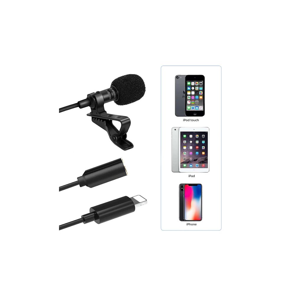 ALLY iPhone Lightning Yaka Mikrofonu+3.5MM jack Profesyonel Youtuber M