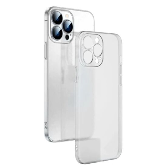 Ally iPhone 13 Pro 6.1inch Frosted Glass Şeffaf Kamera Korumalı Kılıf