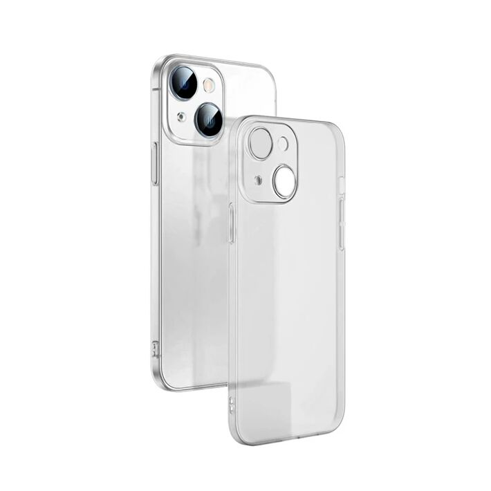 Ally iPhone 14 Plus 6.7inch Frosted Glass Şeffaf Kamera Korumalı Kılıf