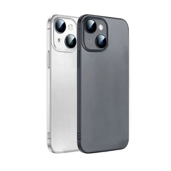 Ally iPhone 14 Plus 6.7inch Frosted Glass Şeffaf Kamera Korumalı Kılıf
