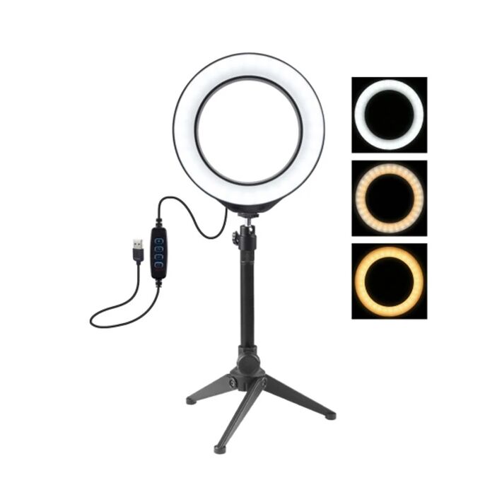 PULUZ 6.2CM PKT3032 Led Işık 16cm Stand YoutuberCanlı Yayın Selfie Tik