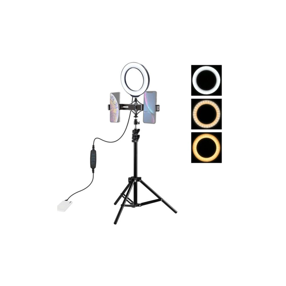 PULUZ 1.1M Çift Telefon tutucu 6.2CM Led Işık Stand YoutuberCanlı Yayı