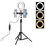PULUZ 1.1M Çift Telefon tutucu 6.2CM Led Işık Stand YoutuberCanlı Yayı