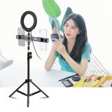 PULUZ 1.1M Çift Telefon tutucu 6.2CM Led Işık Stand YoutuberCanlı Yayı