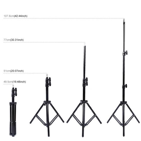 PULUZ 1.1M Çift Telefon tutucu 6.2CM Led Işık Stand YoutuberCanlı Yayı