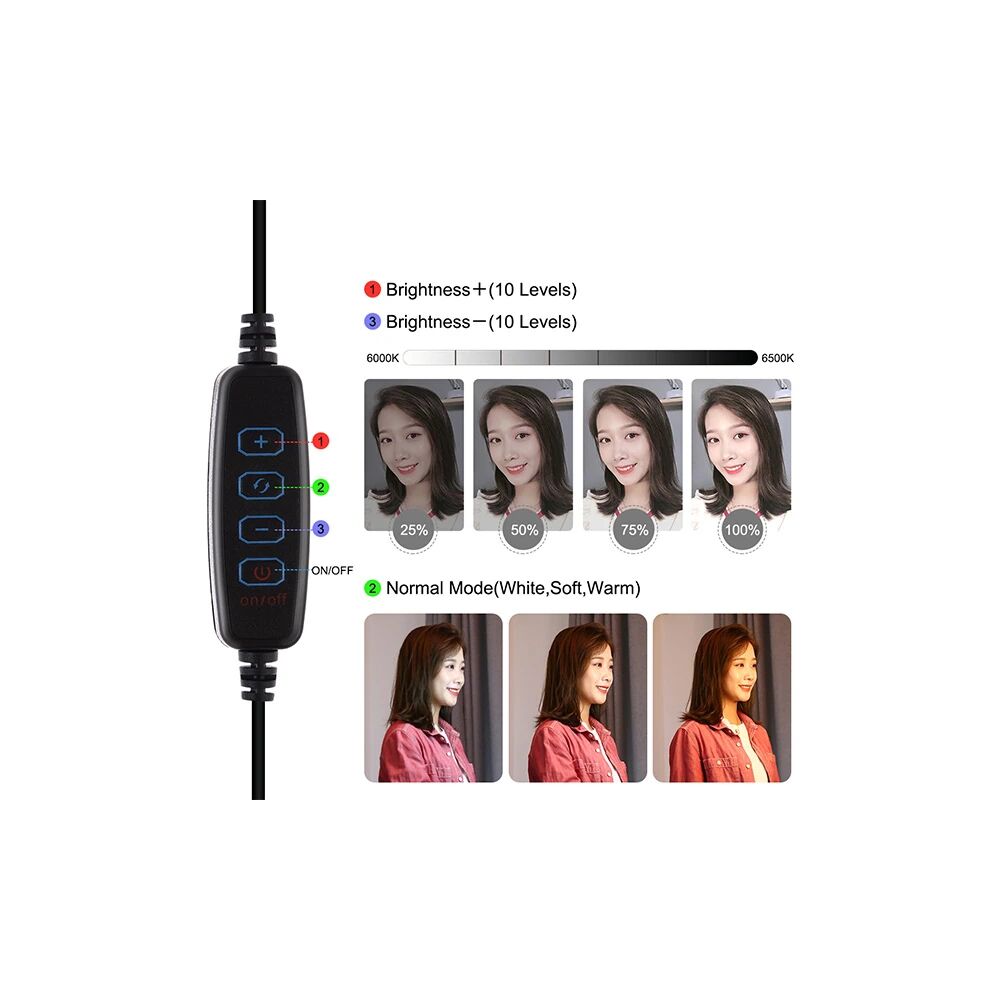 PULUZ 6.2CM PKT3032 Led Işık 16cm Stand YoutuberCanlı Yayın Selfie Tik