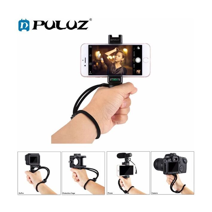PULUZ Video Grip Telefon Elde Tutucu+ Bileklik Tripod Adaptörü