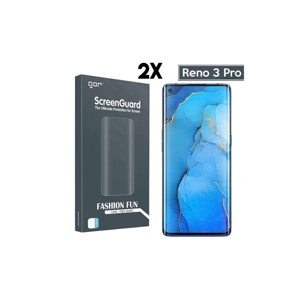 GOR Oppo Reno 3 Pro 3D Kavisli Full Ekran Koruyucu 2 Adet Set