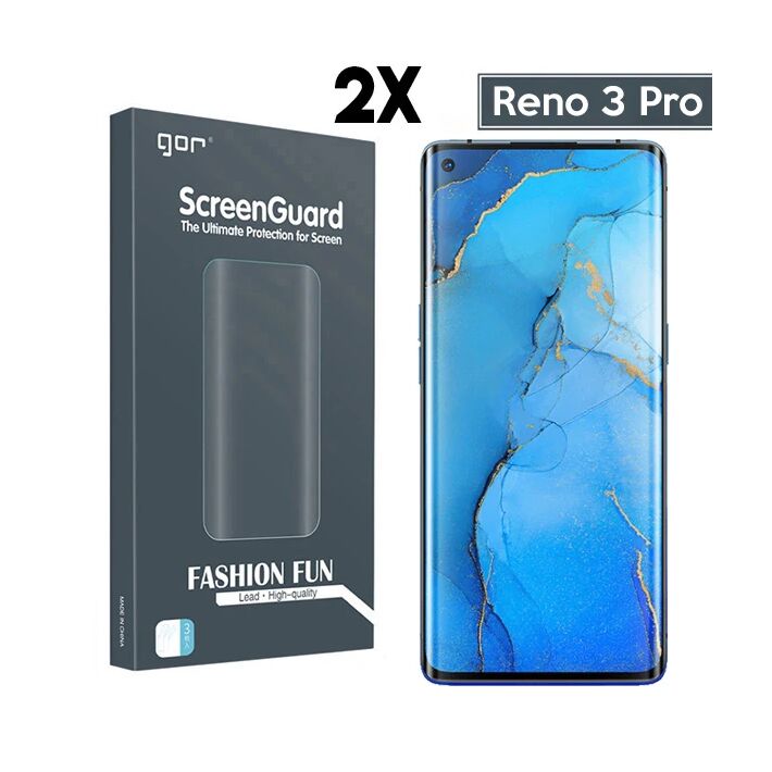GOR Oppo Reno 3 Pro 3D Kavisli Full Ekran Koruyucu 2 Adet Set