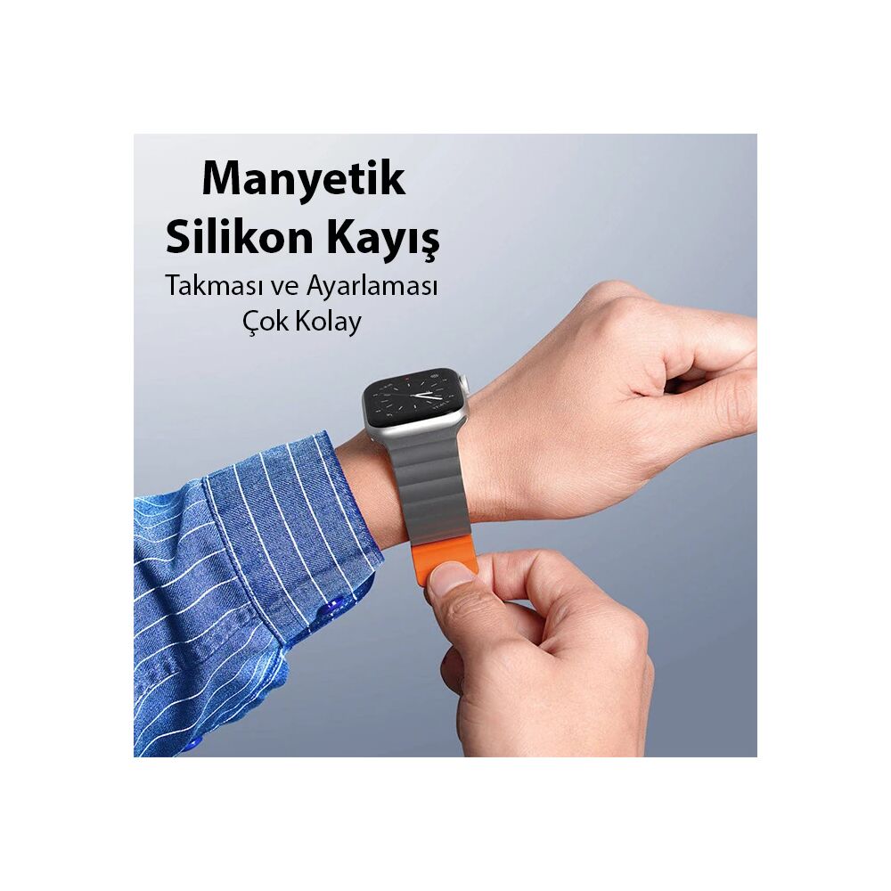 DUX DUCIS Apple Watch 42/44/45MM için Manyetik Zincir Versiyon PU Deri