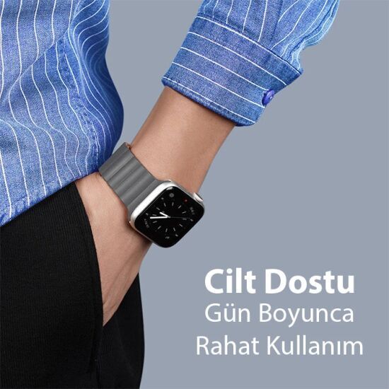 DUX DUCIS Apple Watch 42/44/45MM için Manyetik Zincir Versiyon PU Deri