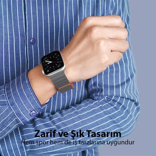 DUX DUCIS Apple Watch 42/44/45MM için Manyetik Zincir Versiyon PU Deri