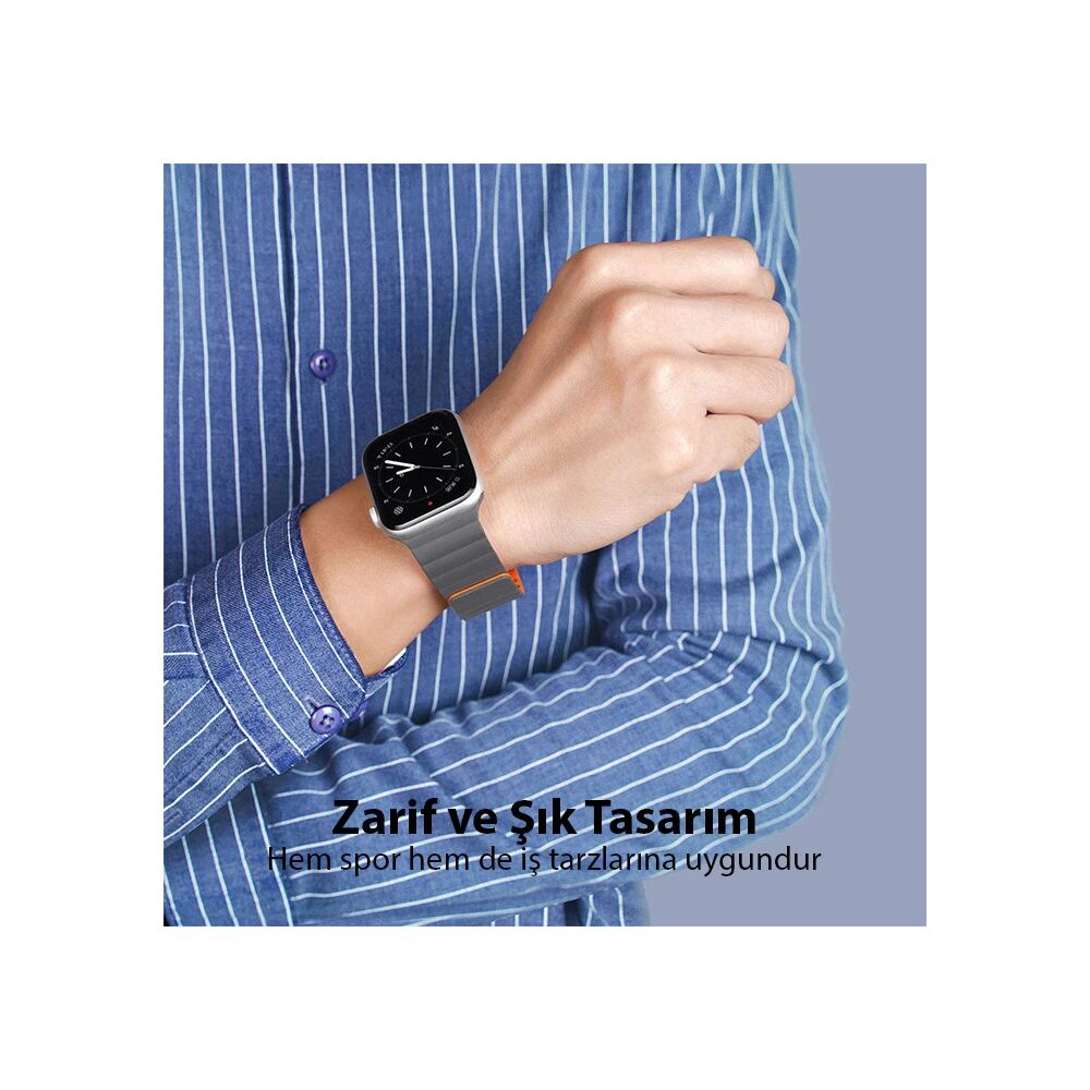 DUX DUCIS Apple Watch 42/44/45MM için Manyetik Zincir Versiyon PU Deri