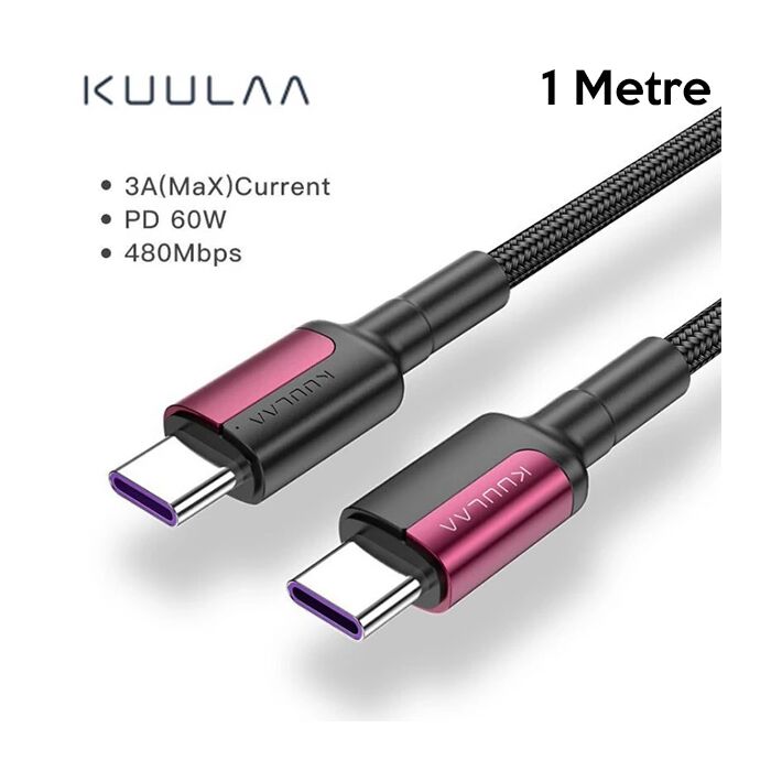 KUULAA Type C Type-C PD 60W QC4.0 Hızlı Şarj ve Data Kablosu 1Metre